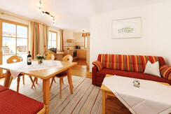 Living and dining area with a cozy couch